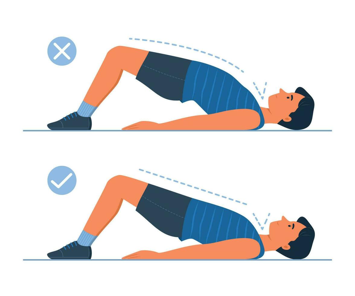 Man Doing Glute Bridge Exercise Demonstration Concept Illustration vector