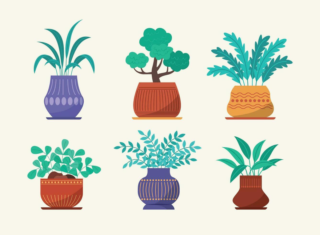 Set of Houseplant in Pots Illustration vector