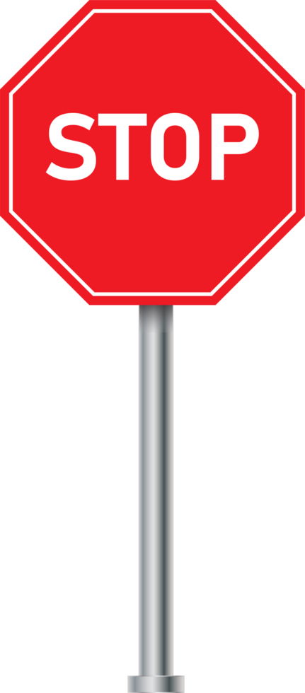 Red stop sign. Road and traffic billboard. Red stop signal road sign. Highway direction signs. png