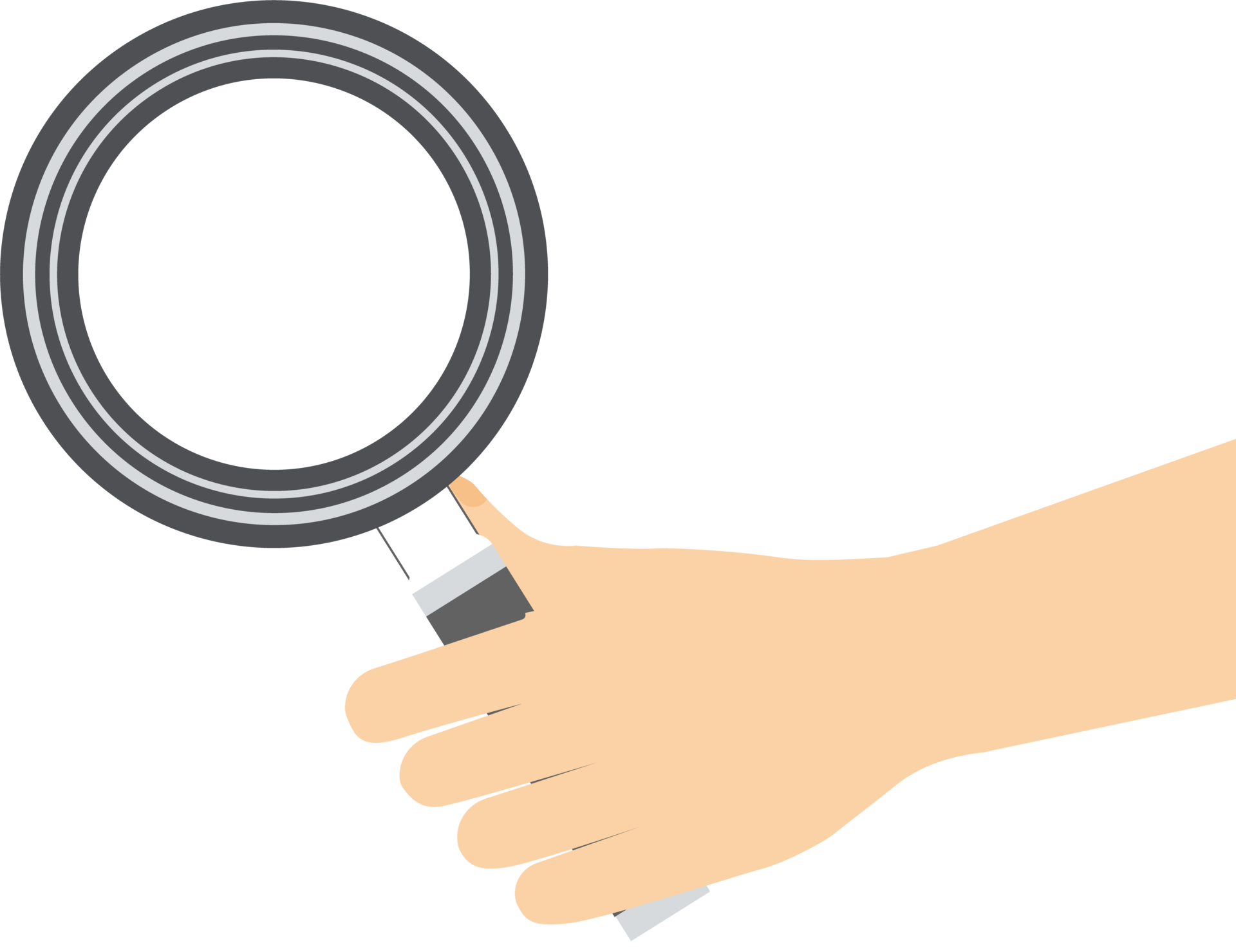 Searching for something with a magnifying glass. Magnifying glass on hand.  Magnifier and human hand 24971499 PNG