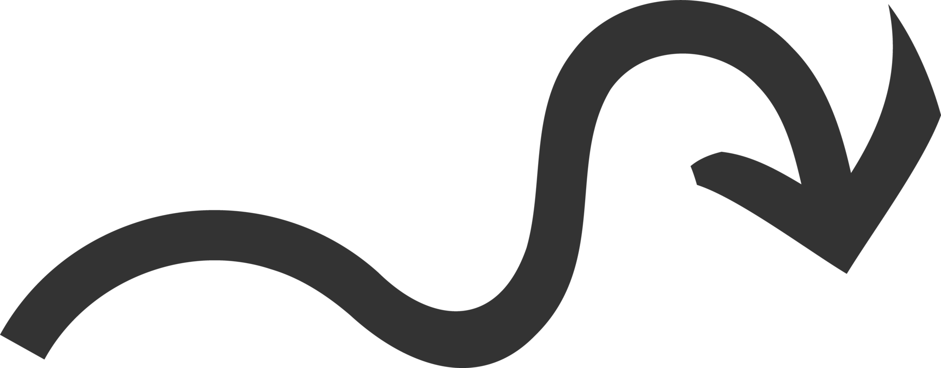Black zick zack arrow and pointer illustration. Curved direction arrow. A right arrow is isolated png