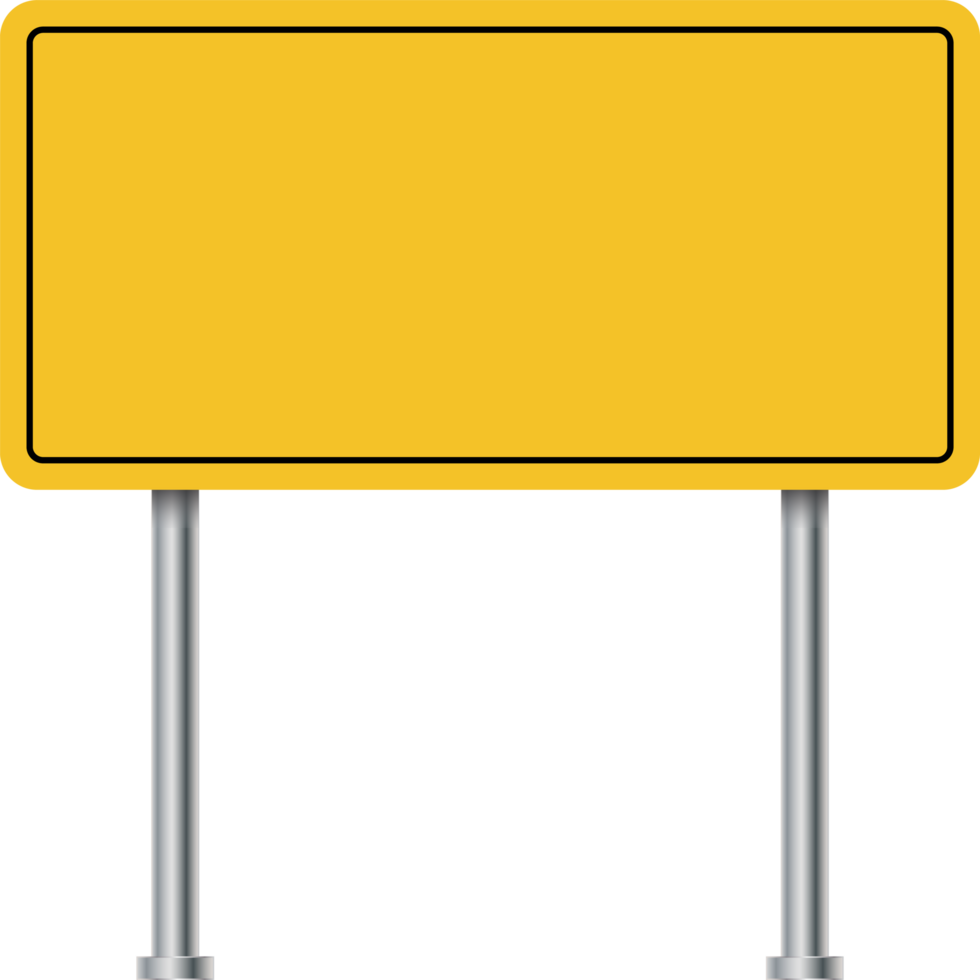 Blank road billboard. Road sign. Yellow road signs. Blank advertising billboard. Colorful traffic signs. png