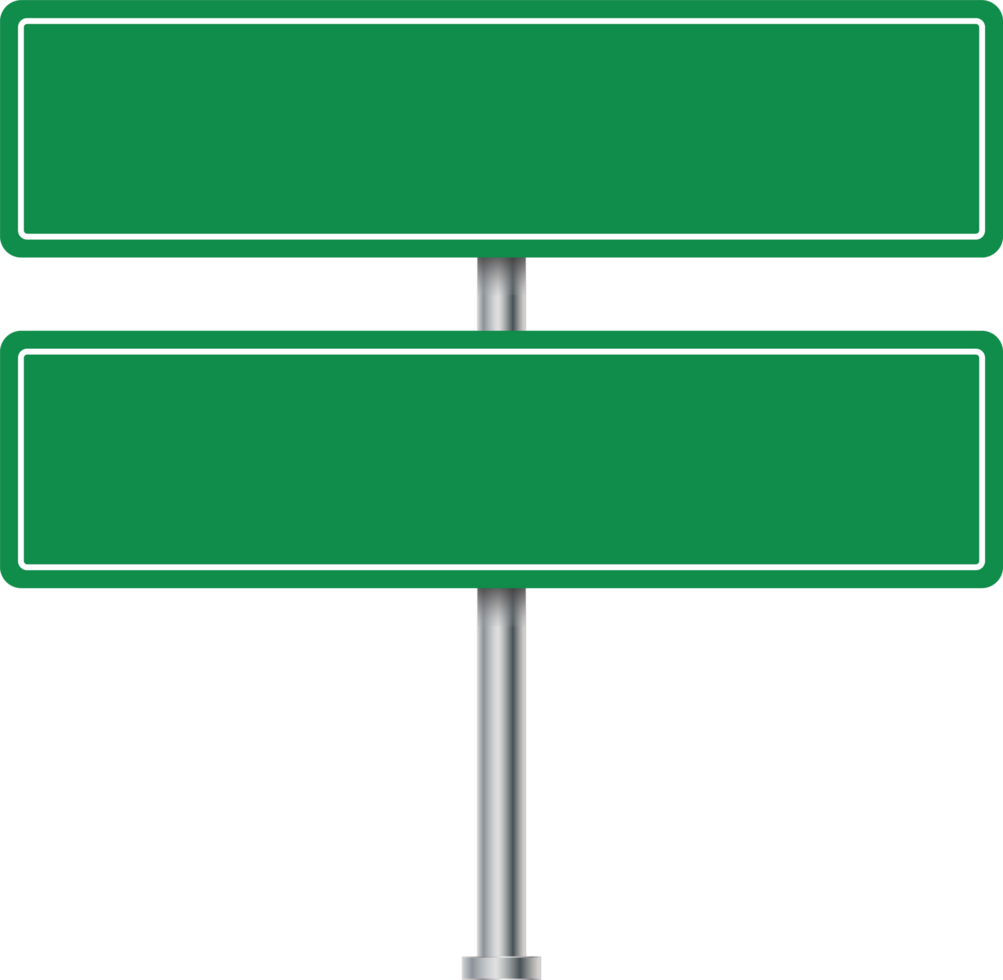 Green road sign and blank road billboard. Blank advertising billboard. Road sign png