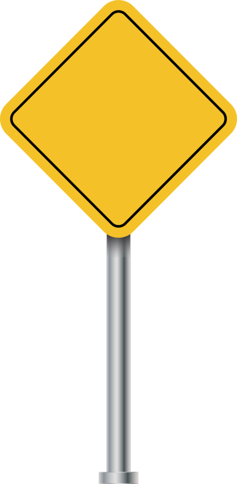 Yellow caution sign design. Road and traffic direction signs. Road sign. Highway direction signs. png