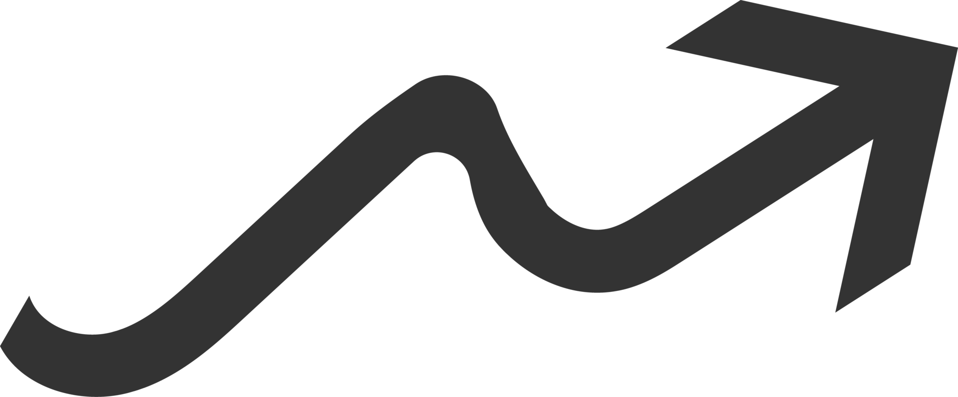 Dark pointer arrow illustration. A round and curved direction arrow. A curved arrow pointing right upward way. png