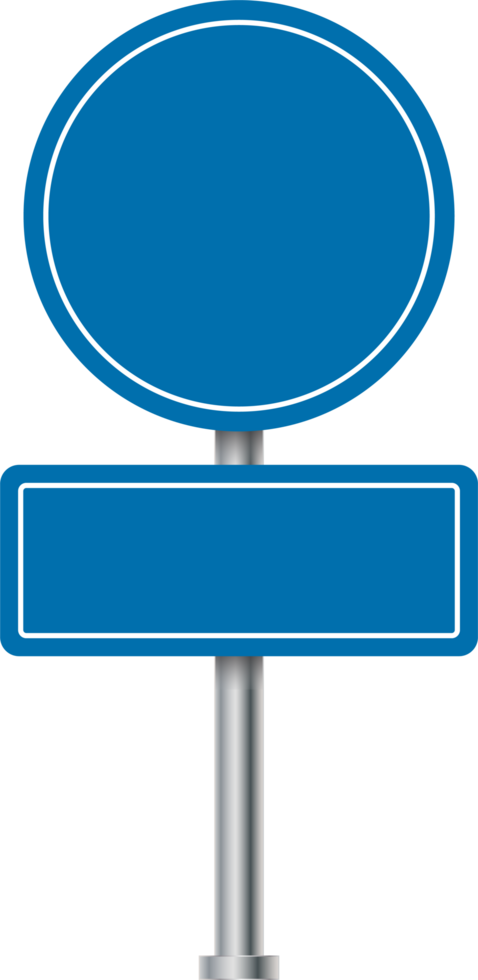 Blue road signs. Blank road signs design. Colorful traffic signs. Blank advertising sign. png