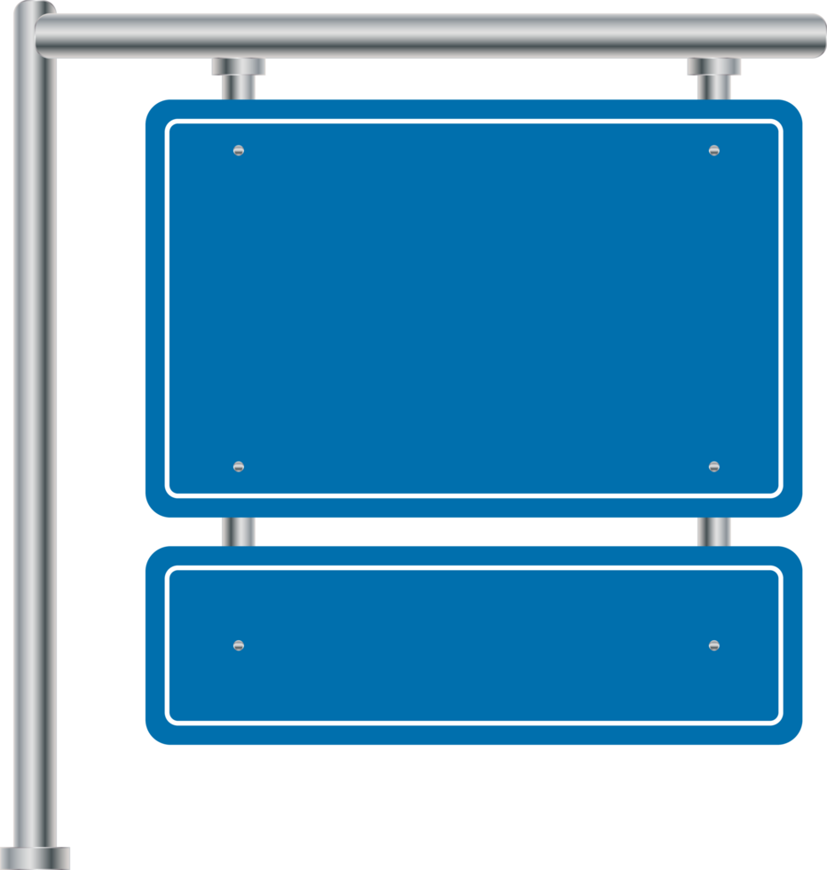 Blank advertising billboard. Blue direction sign design for the highway. Blue road sign and blank road billboard. png