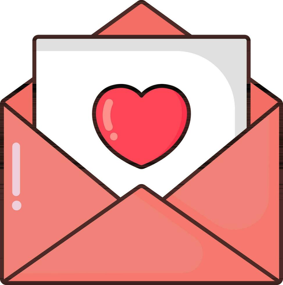 Love Letter Or Greeting Card With Envelope Flat Icon. vector