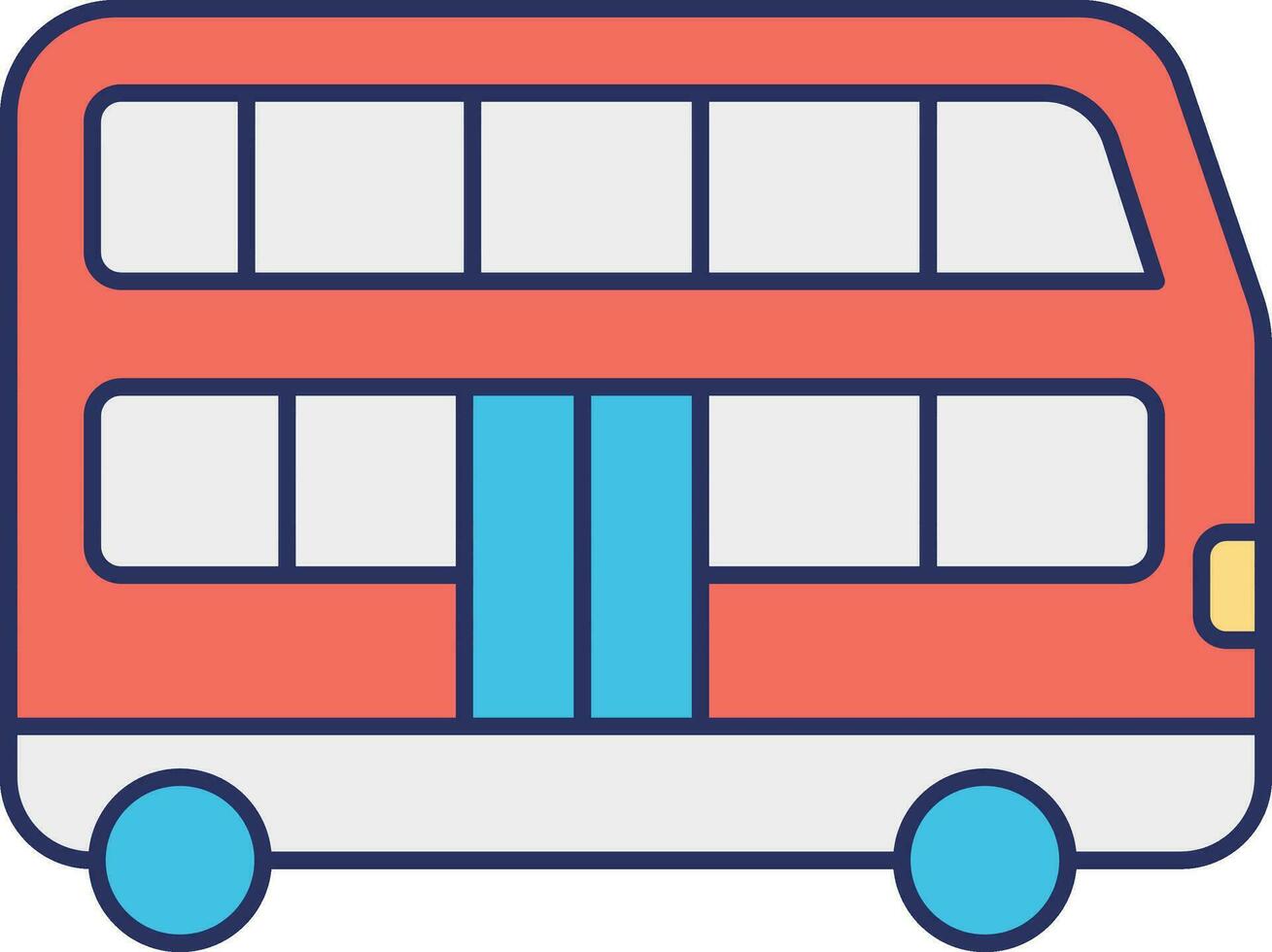 aislado doble decker autobús icono en naranja y azul color. vector