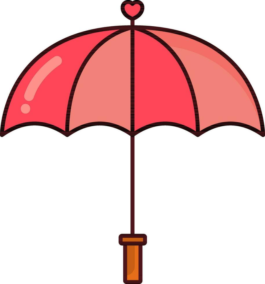 Isolated Heart With Umbrella Icon In Red Color. vector