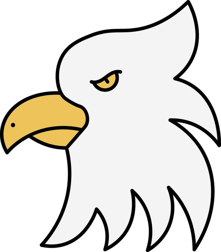 Falcon Bird Face Icon In Yellow And White Color. vector