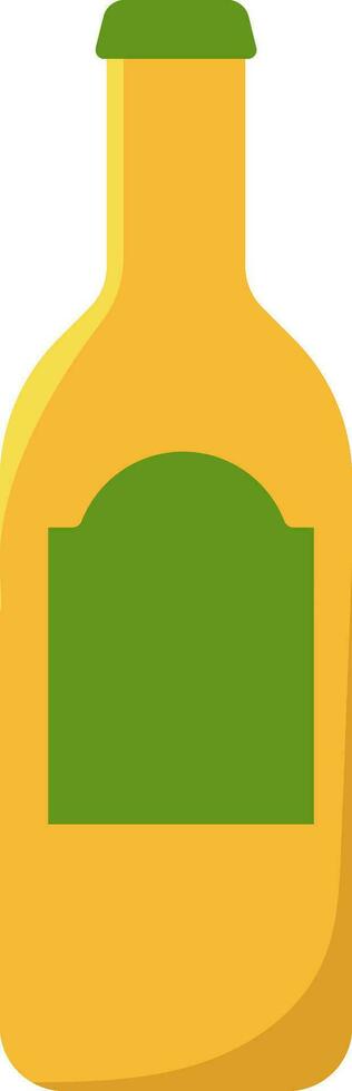 Isolated Beer Bottle Icon In Green And Yellow Color. vector