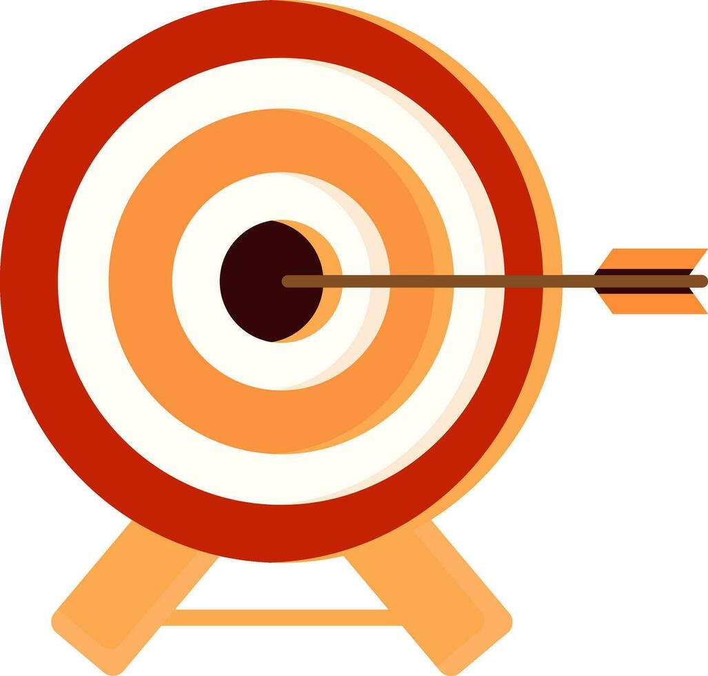 flecha golpear centrar tablero para disparo objetivo icono en naranja y blanco color. vector