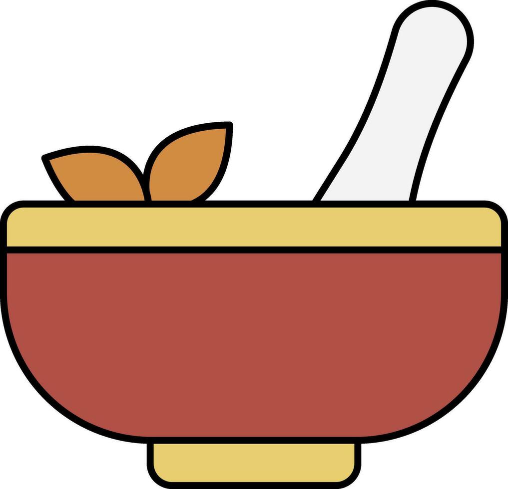 Spicy Mortar And Pestle Brown And Yellow Icon. vector