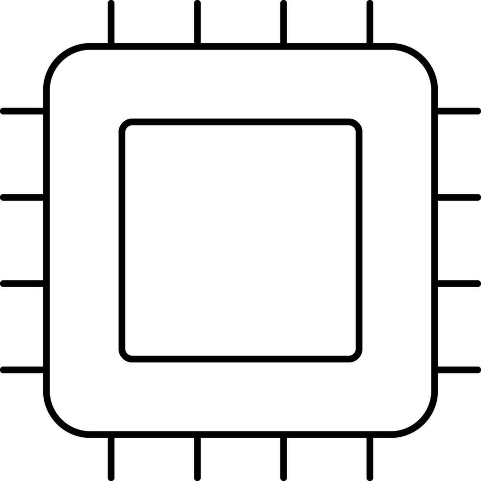 Black Linear Style Microchip Icon Or Symbol. vector