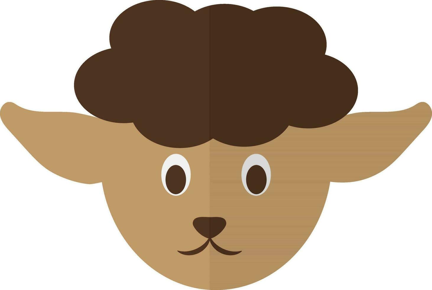 Illustration of sheep face icon for wool concept in half shadow. vector