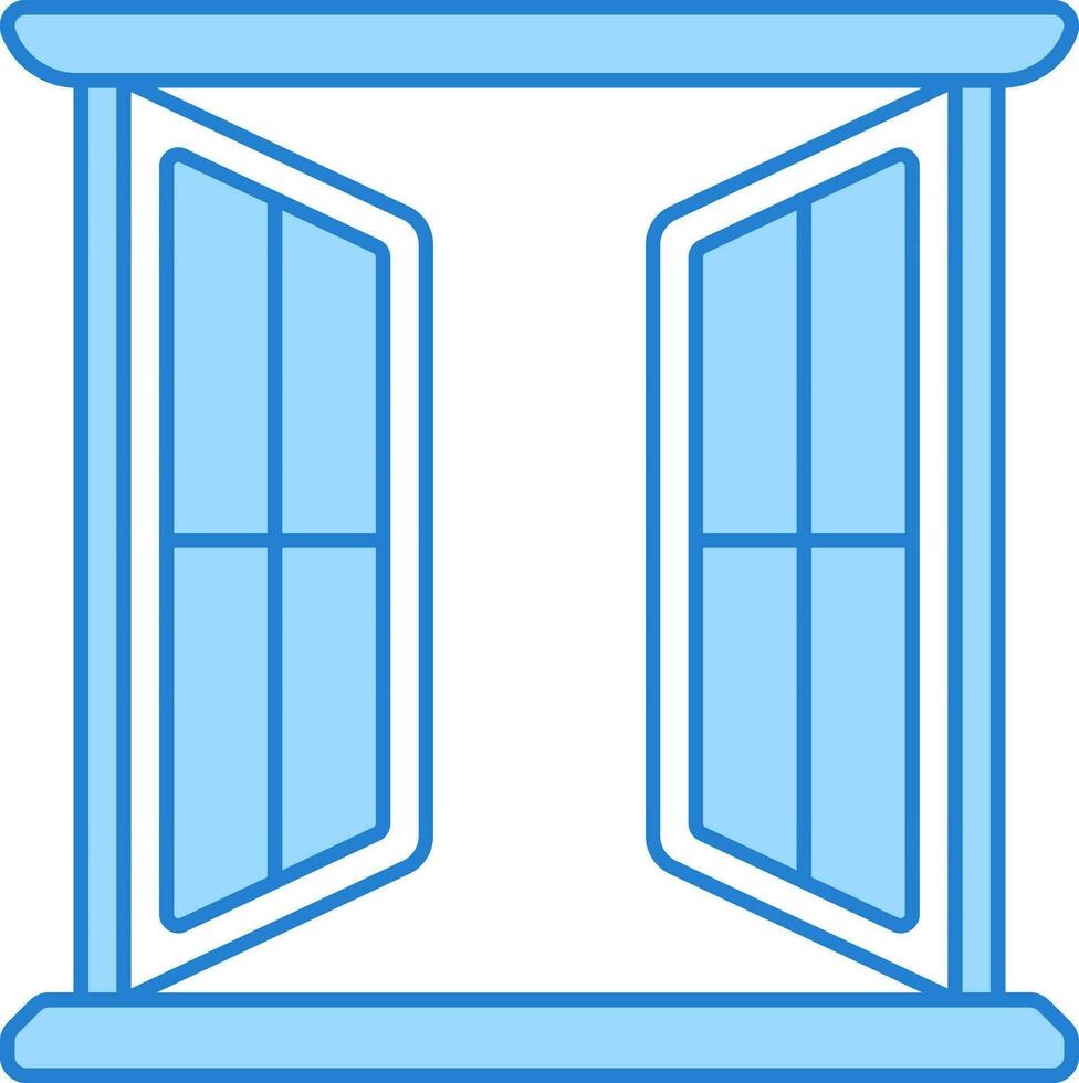 Open Window Flat Icon In Blue Color. vector