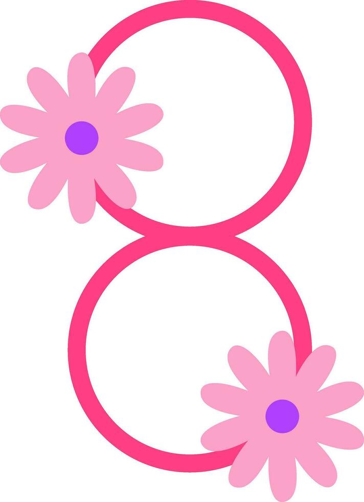 Isolated 8 March Women's Day Flower Icon In Pink Color. vector