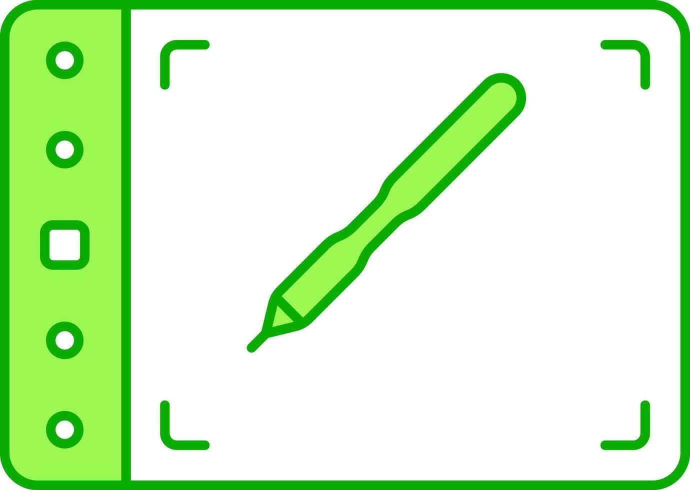 Green And White Illustration Of Pen Tab Icon. vector