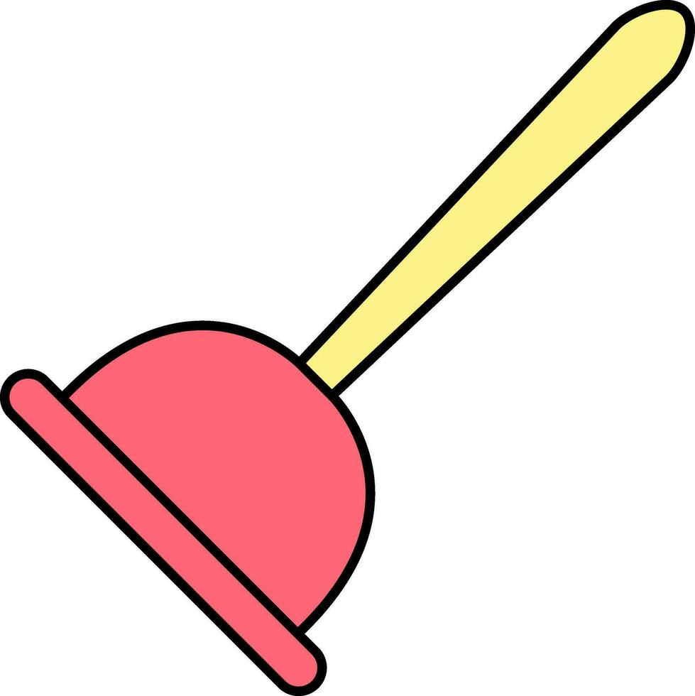 Plunger Icon In Red And Yellow Color. vector
