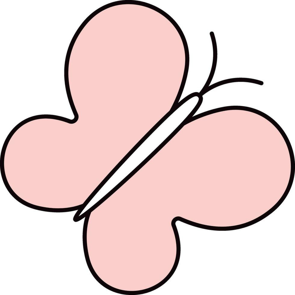 Isolated Pink Butterfly Icon In Flat Style. vector