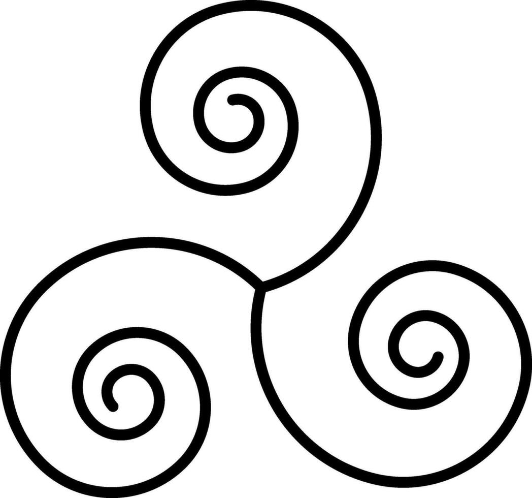 Black Outline Illustration Of Triskellon Icon. vector