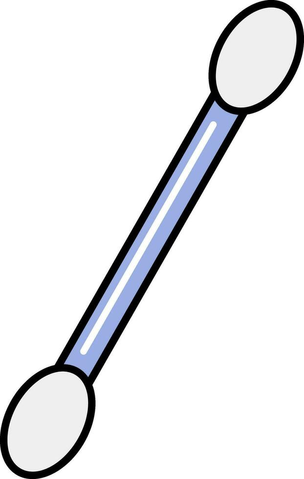 Flat Cotton Swab Icon Blue Color. vector