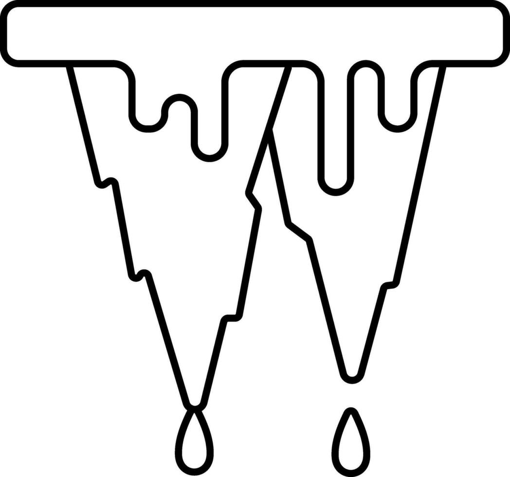 Dripping Icicle Icon In Black Outline. vector