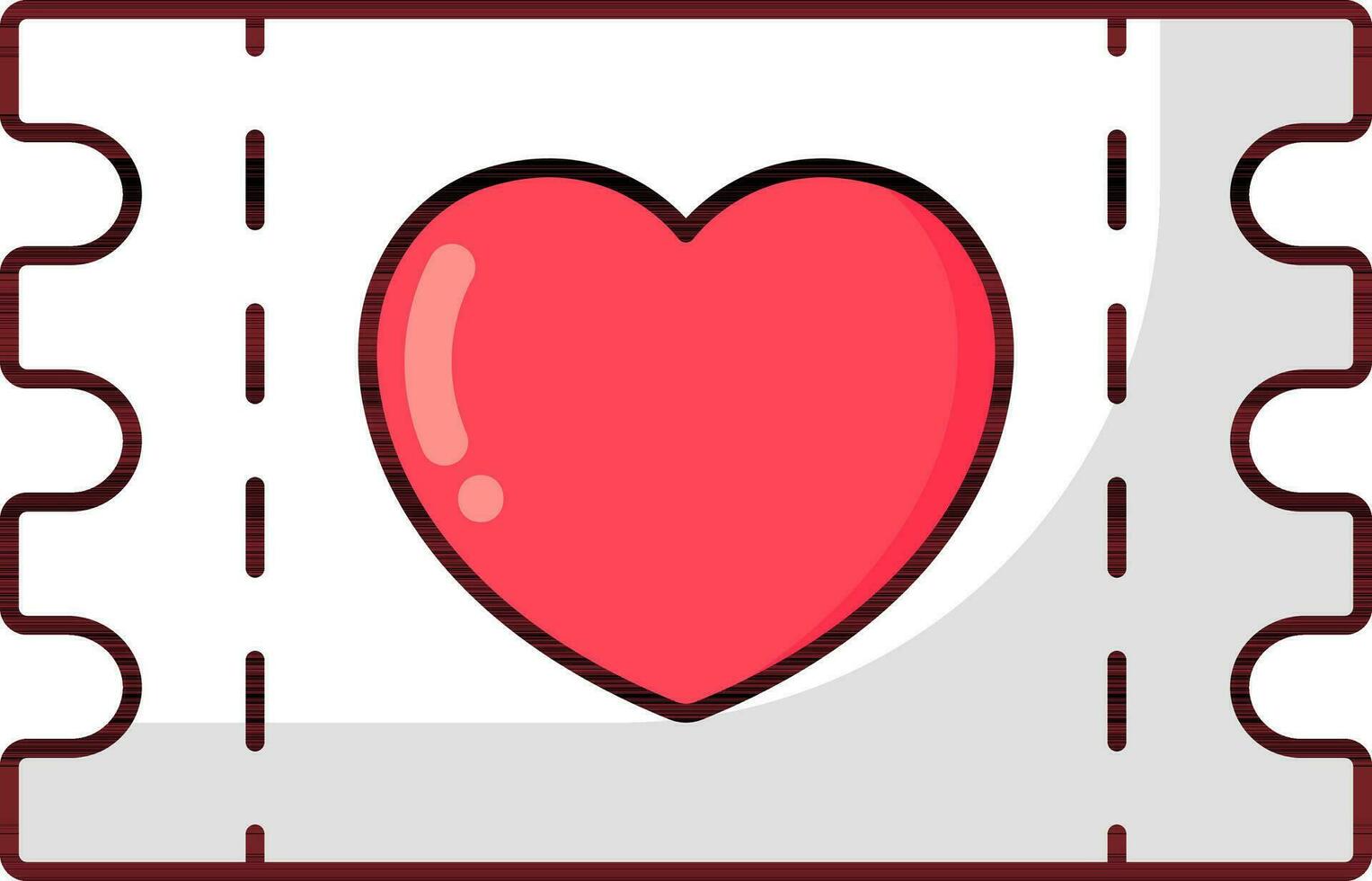 Red And White Illustration Of Heart With Ticket Icon. vector