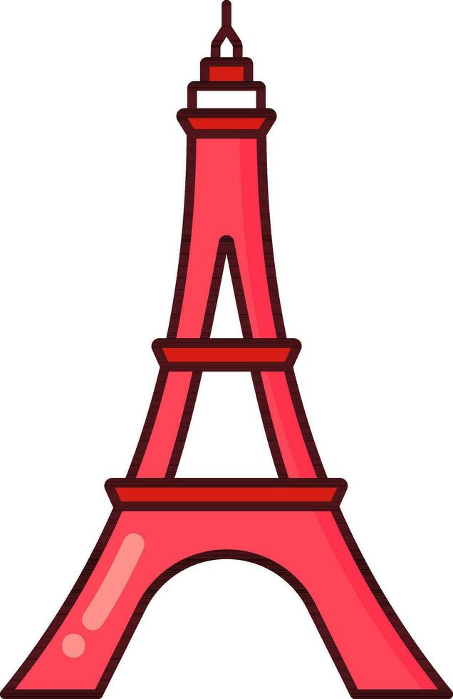 Red Eiffel Tower Icon In Flat Style. vector