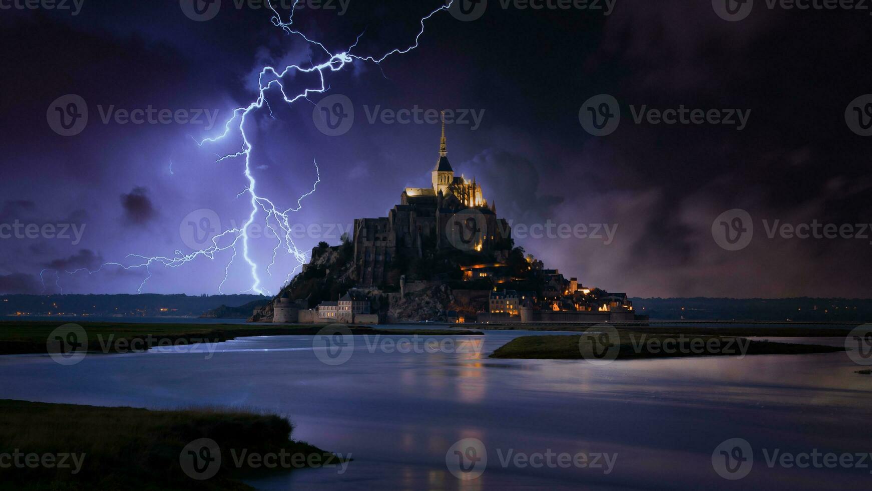 Mont Saint-Michel fortress monastery in France photo