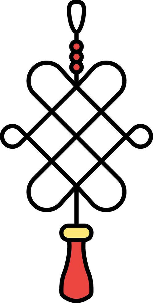 Pan Chang Knot Hang Icon In Black And Yellow Icon. vector