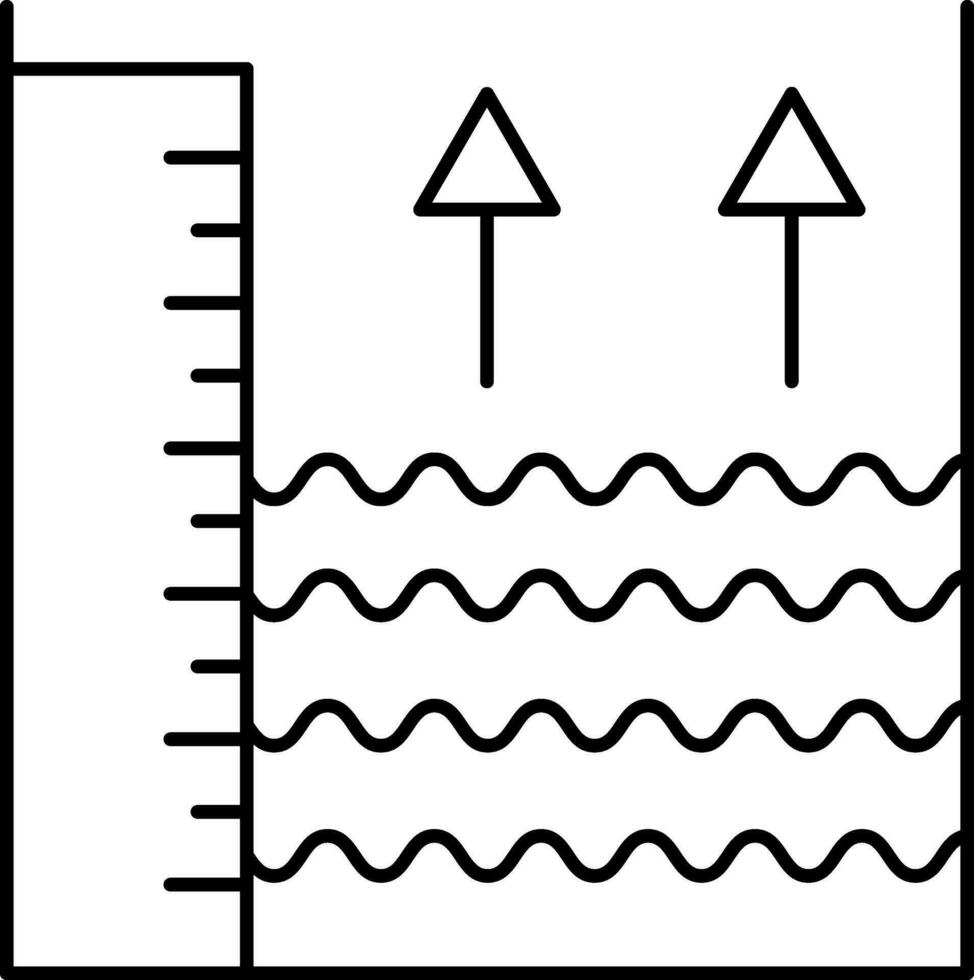 alto agua nivel negro contorno icono. vector