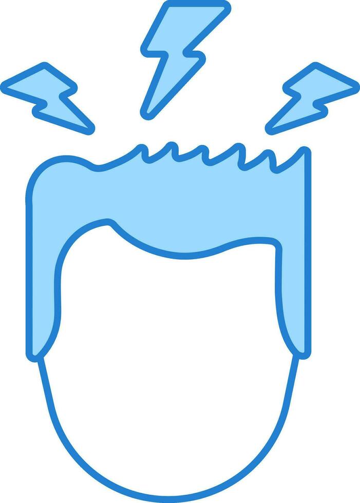Headache Man Blue And White Icon. vector
