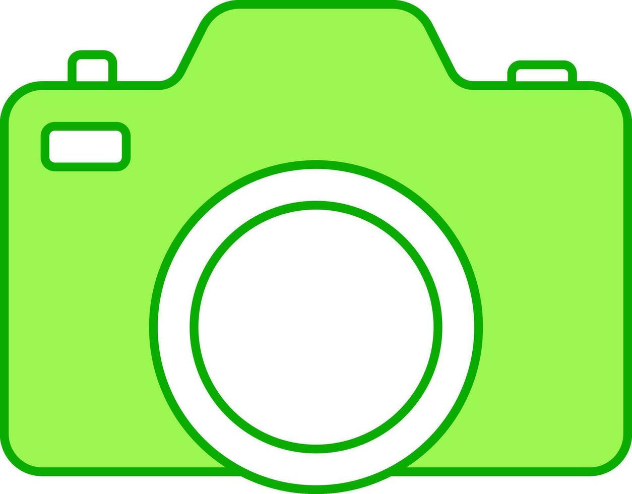 plano estilo cámara verde y blanco icono. vector