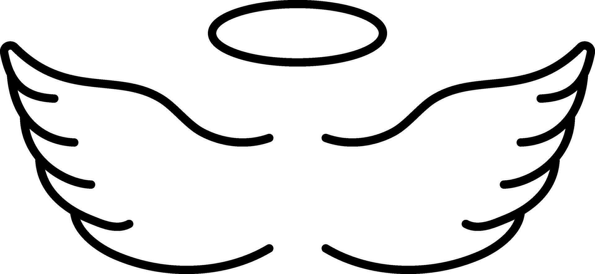 Isolated Angel Wings With Nimbus Icon In Line Art. vector