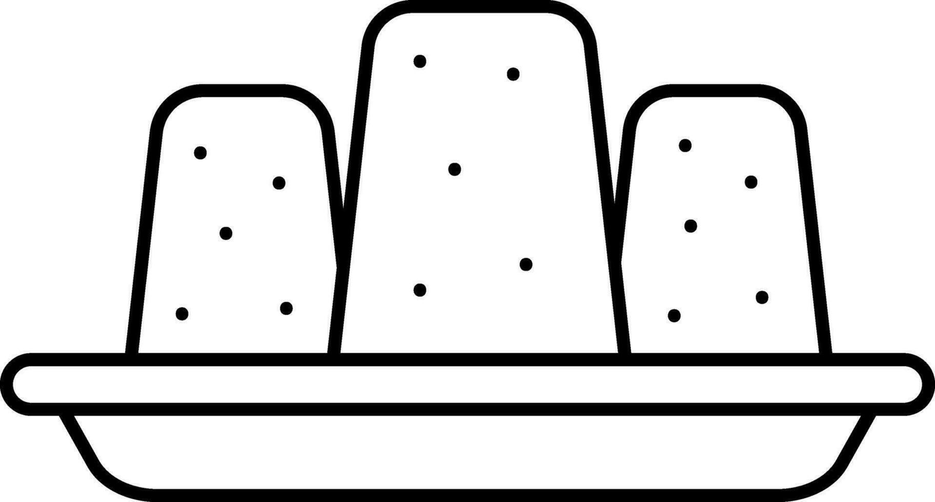Isolated Jaggery Plate Icon In Black Line Art. vector