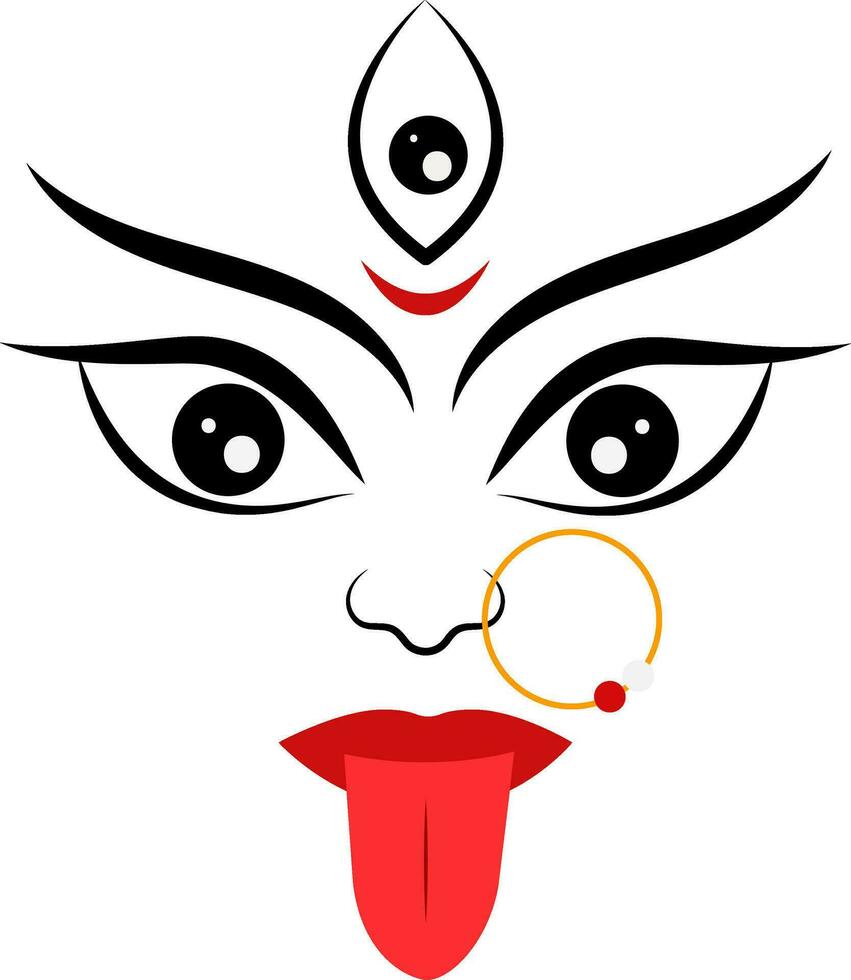 aislado diosa kali maa cara icono en plano estilo. vector