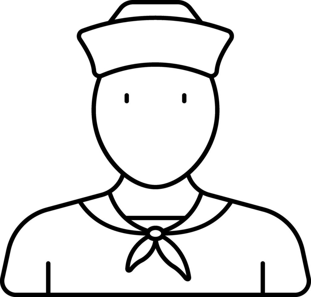 Sailor Icon In Black Outline. vector