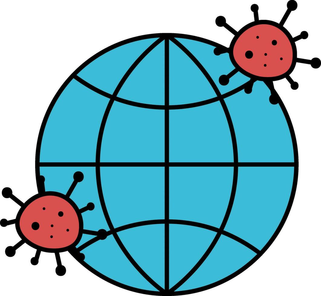 global extensión virus icono en azul y rojo color. vector