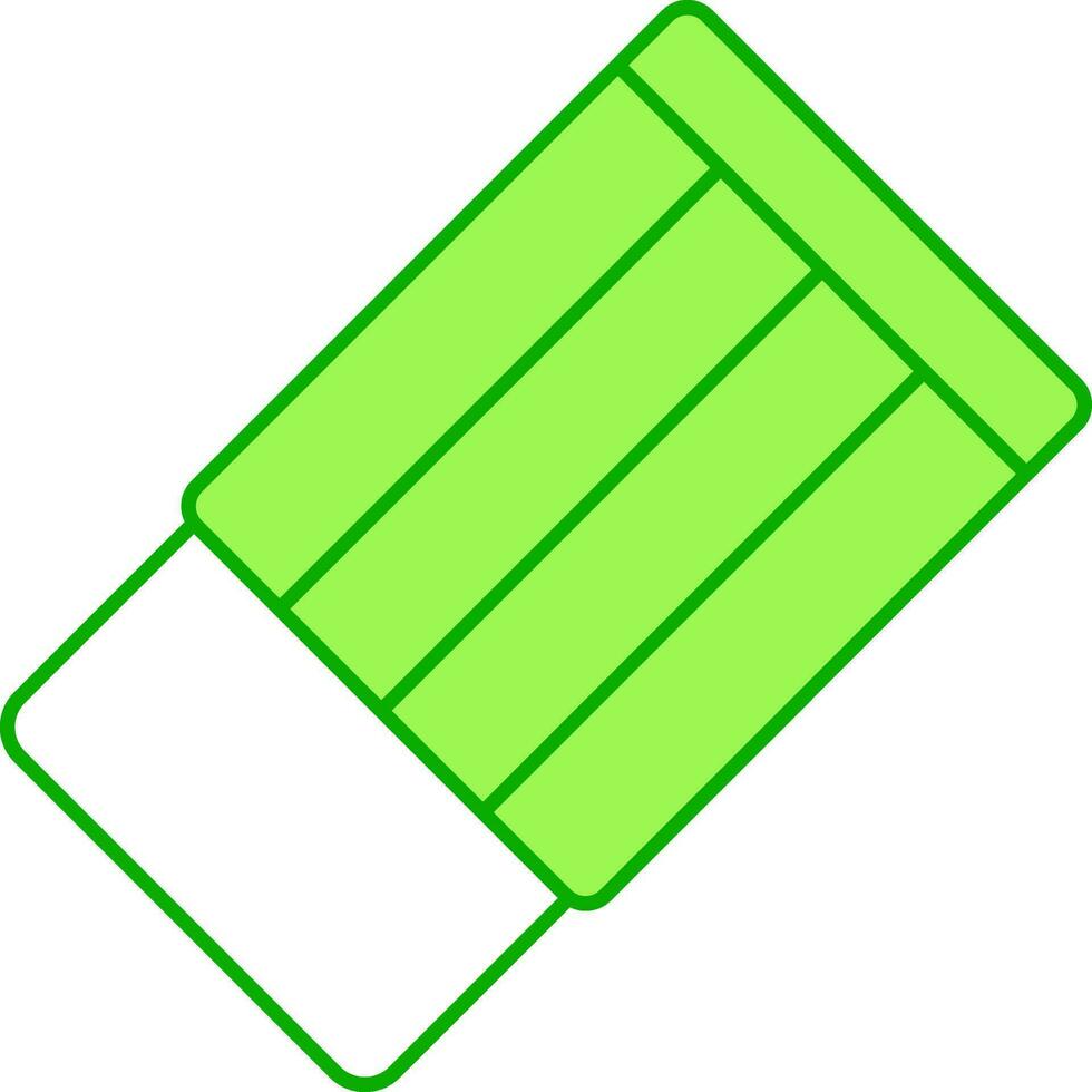 Green And White Eraser Icon In Flat Style. vector