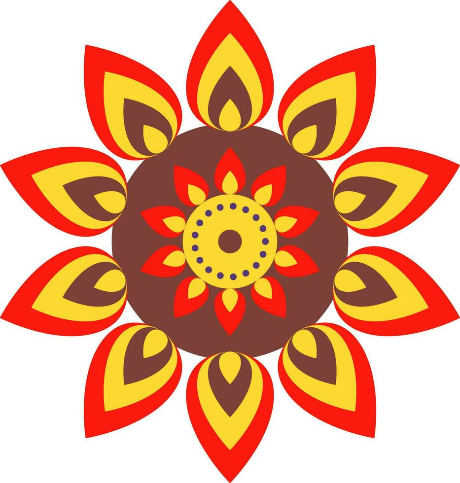 Isolated Colorful Flower Shape Rangoli Icon In Flat Style. vector
