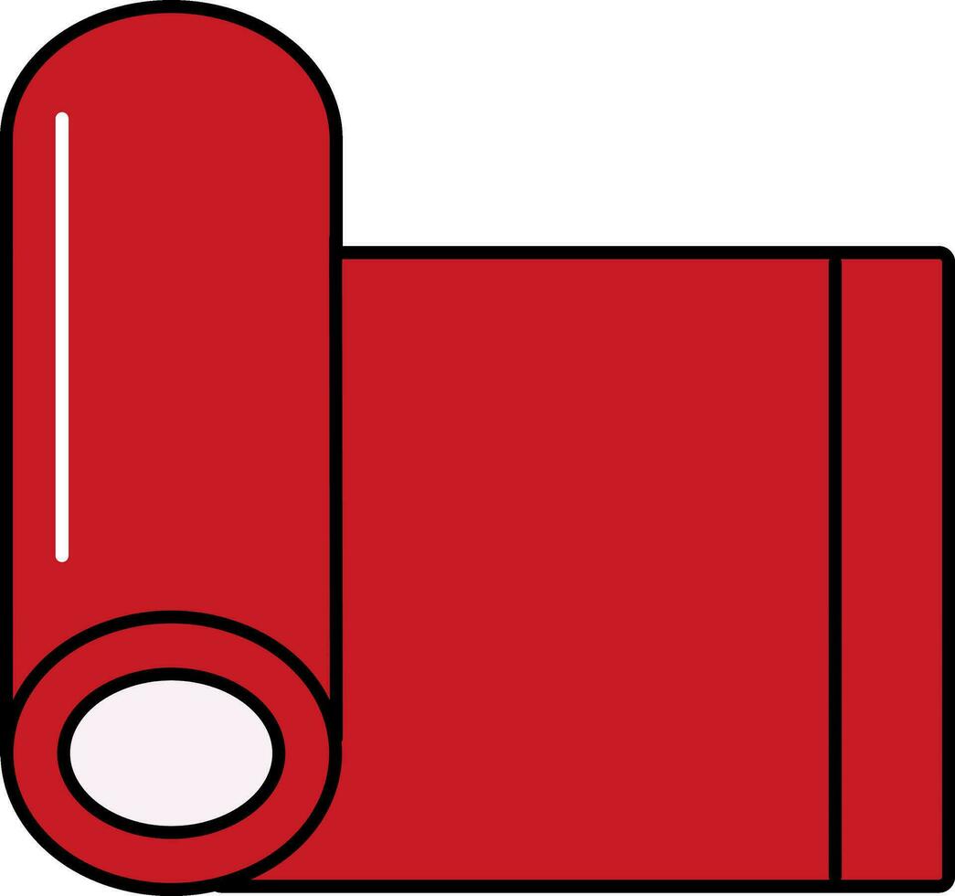 Flat Style Fabric Roll Icon In Red Color. vector