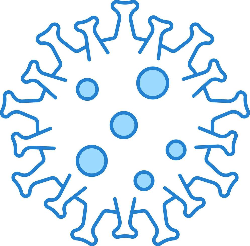 Blue And White Virus Icon In Flat Style. vector