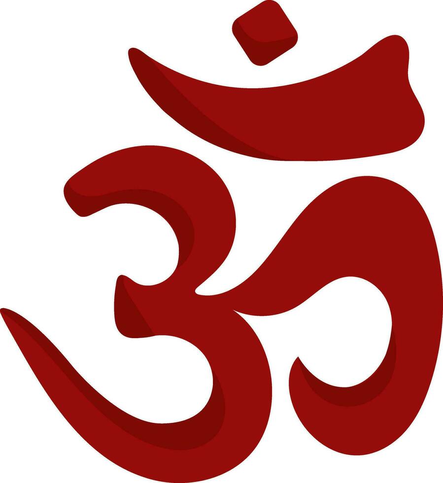 Illustration Of Hindi Font Ohm Icon In Red Color. vector