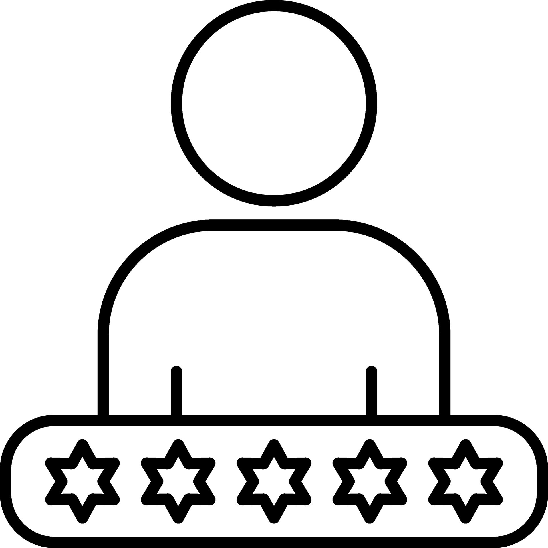 Five Star User Rating Icon In Black Outline. 24973085 Vector Art at