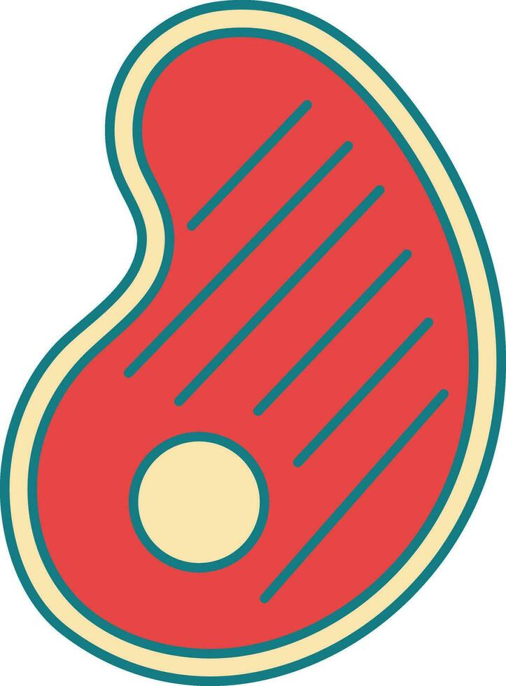 Flat Style Beef Piece Red And Yellow Icon. vector