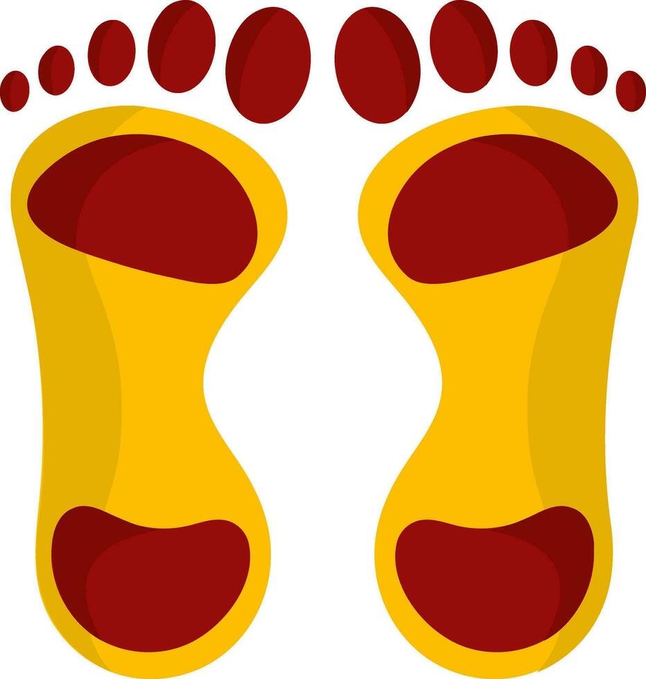 Isolated Footprint Flat Icon In Red And Yellow Color. vector