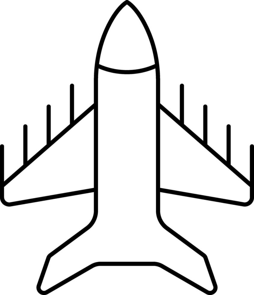 Fighter Plane Icon In Black Outline. vector