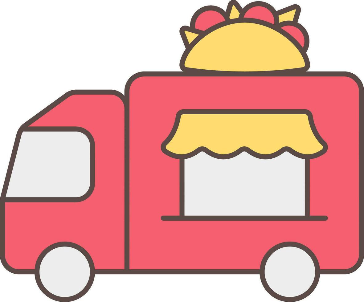 Isolated Taco Food Truck Icon In Red And Yellow Color. vector